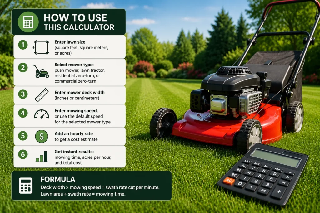 How to use a mowing calculator